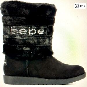Bebe Black Faux Fur Winter Boots
